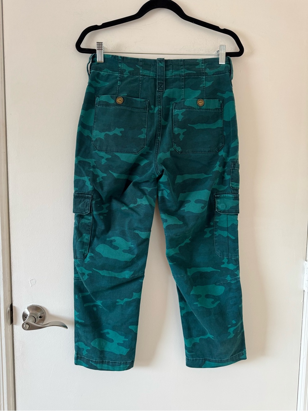 Anthropologie Austin Cargo Trousers Pants Camo Dark Turquoise Size 27 - Picture 5 of 16